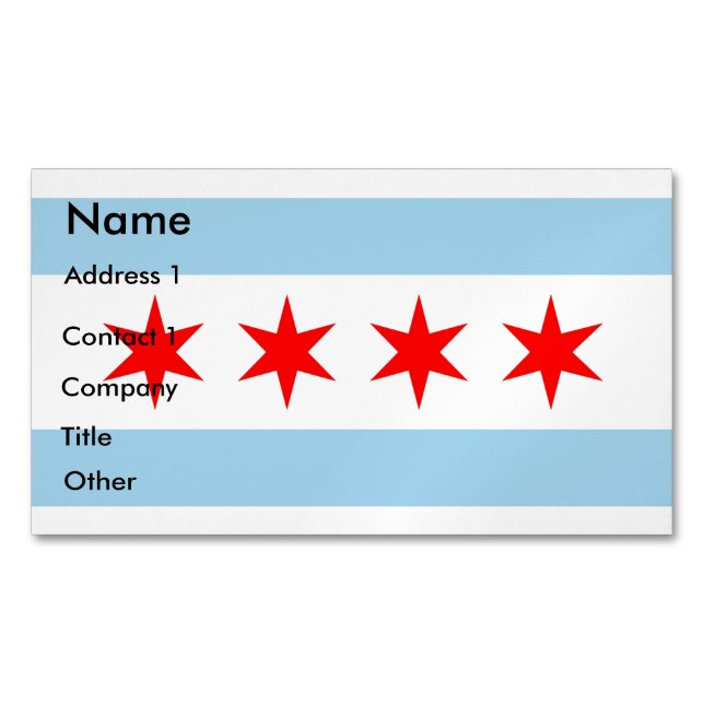Magnet carte de visite avec drapeau de Chicago (devant)