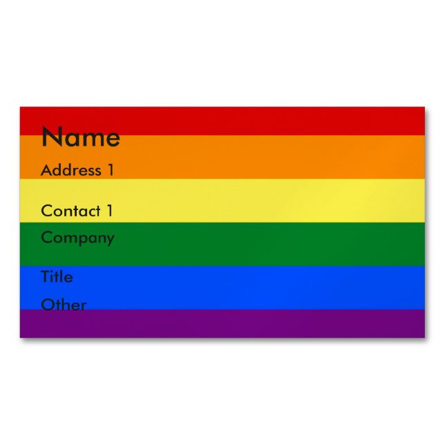 Magnet carte de visite avec drapeau de fierté LGBT (devant)