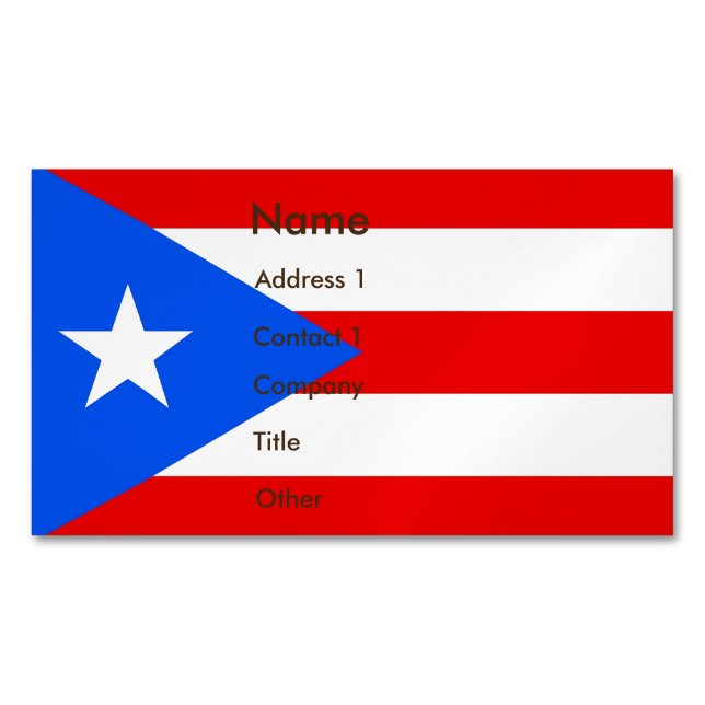 Magnet carte de visite avec drapeau de Porto Rico (devant)