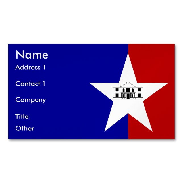Magnet carte de visite avec Drapeau de San Antonio (devant)
