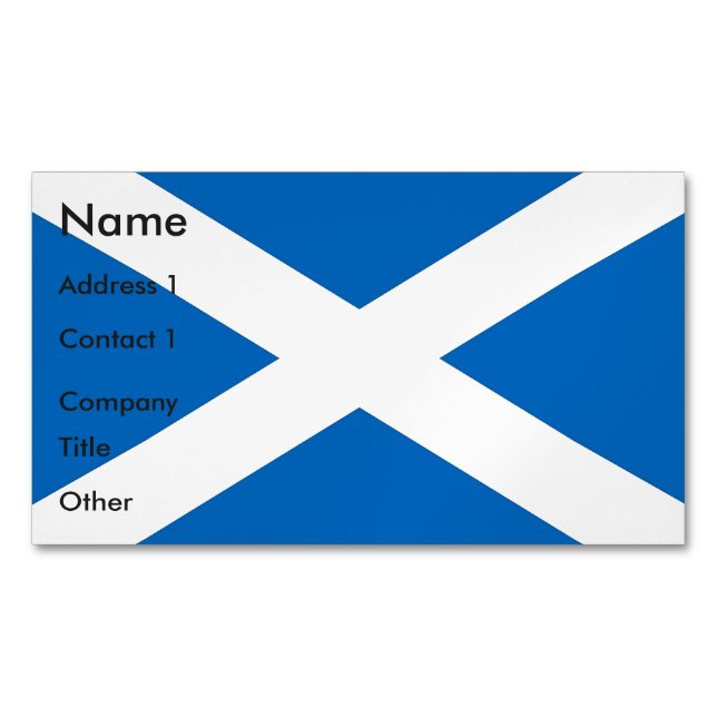Magnet carte de visite avec drapeau d'Ecosse, Roya (devant)