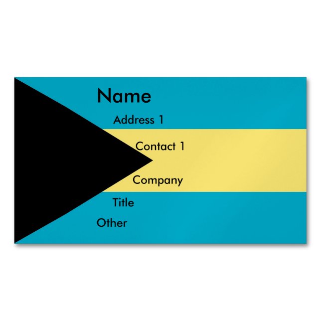 Magnet carte de visite avec drapeau des Bahamas (devant)