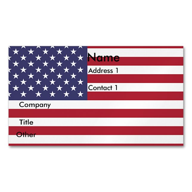 Magnet carte de visite avec drapeau des États-Unis (devant)