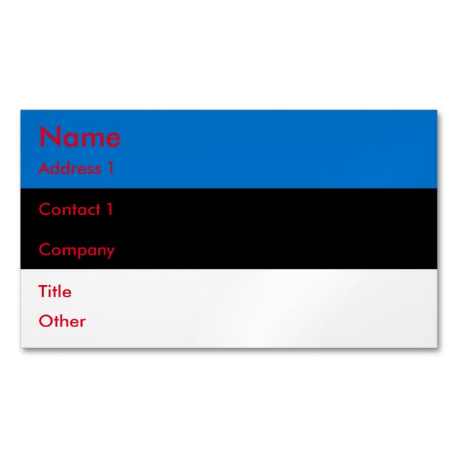 Magnet carte de visite avec drapeau d'Estonie (devant)