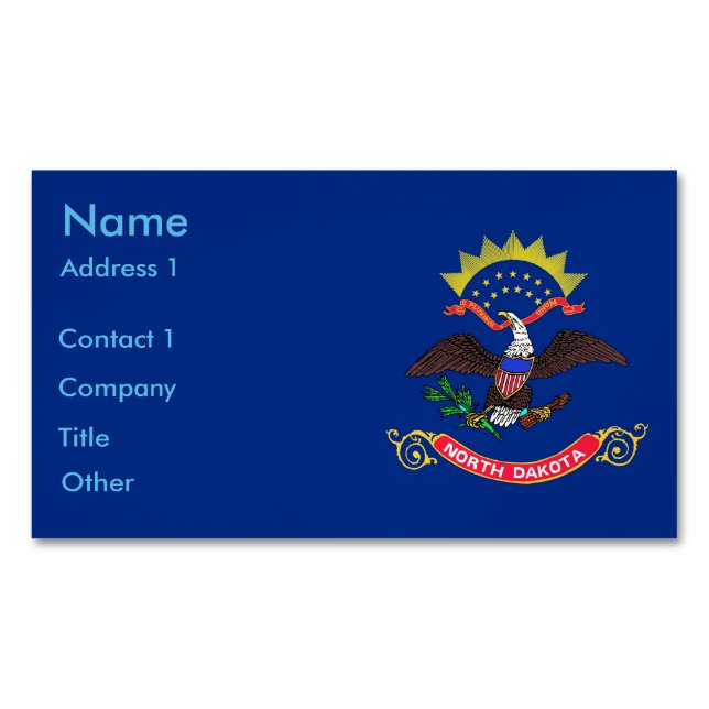 Magnet carte de visite avec drapeau du Dakota du N (devant)