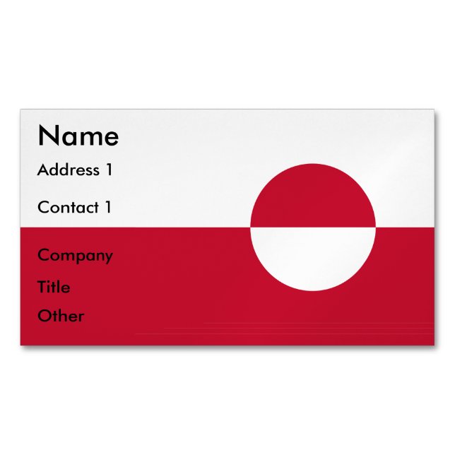 Magnet carte de visite avec drapeau du Groenland (devant)