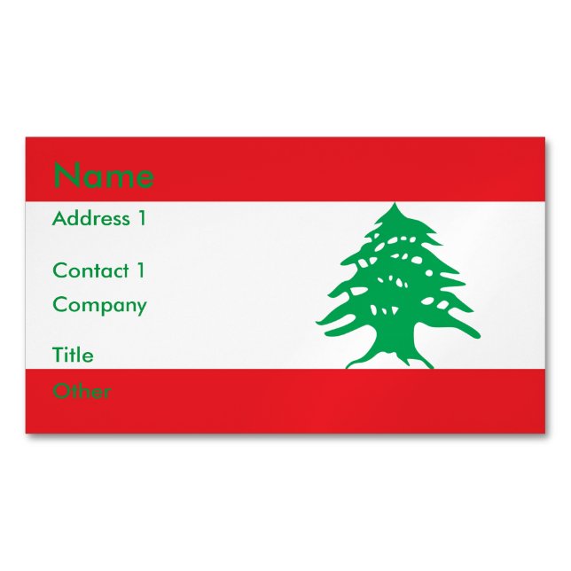 Magnet carte de visite avec drapeau du Liban (devant)