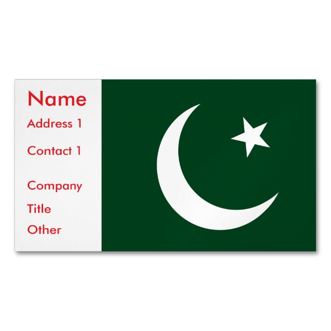 Magnet carte de visite avec drapeau du Pakistan (devant)