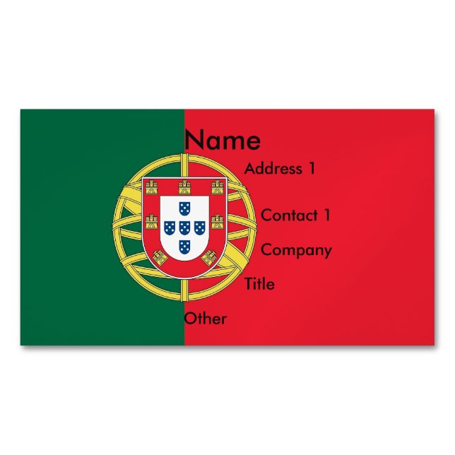 Magnet carte de visite avec drapeau du Portugal (devant)