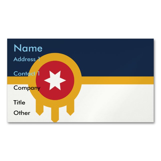 Magnet carte de visite avec le drapeau de Tulsa, O (devant)