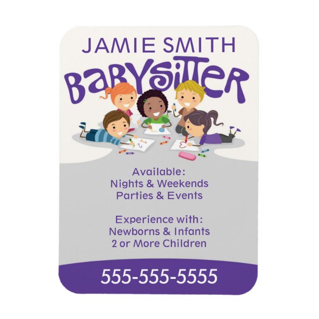 Magnet Carte de visite Babysitter (Vertical)
