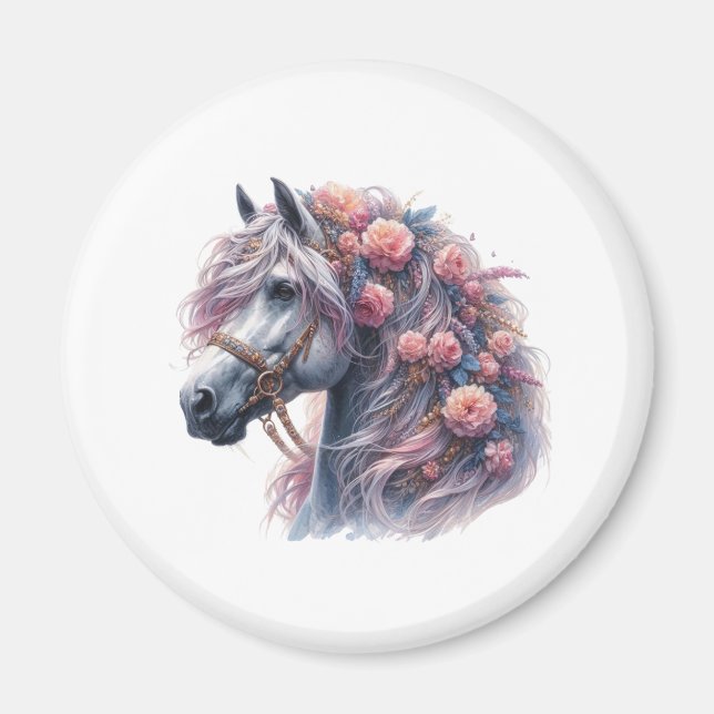magnet cheval et fleurs (Devant)