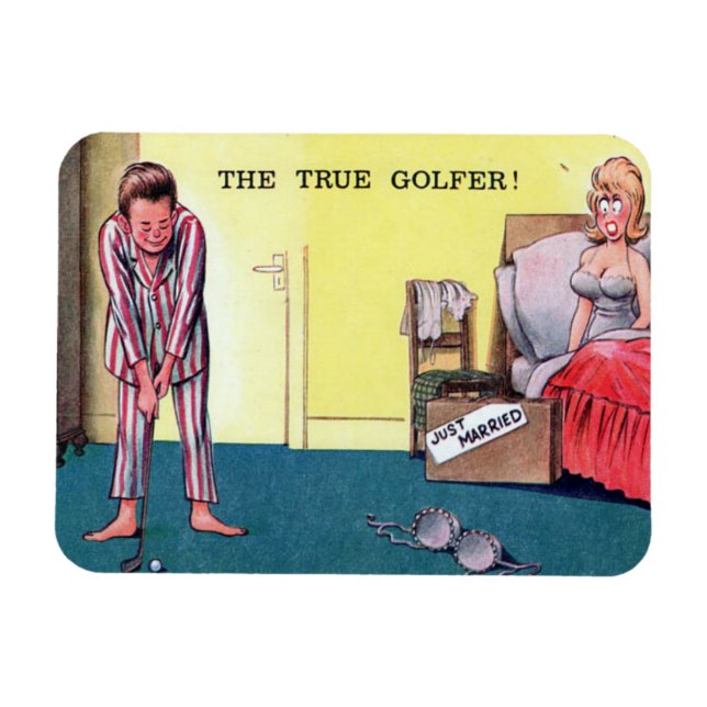 Magnet - Comic - Golf - Alte Postkarte (Horizontal)