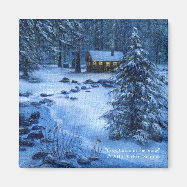 magnet "Cosy Cabine in the Snow" (Devant)