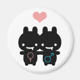 Magnet d'amour du lapin noir (blanc)