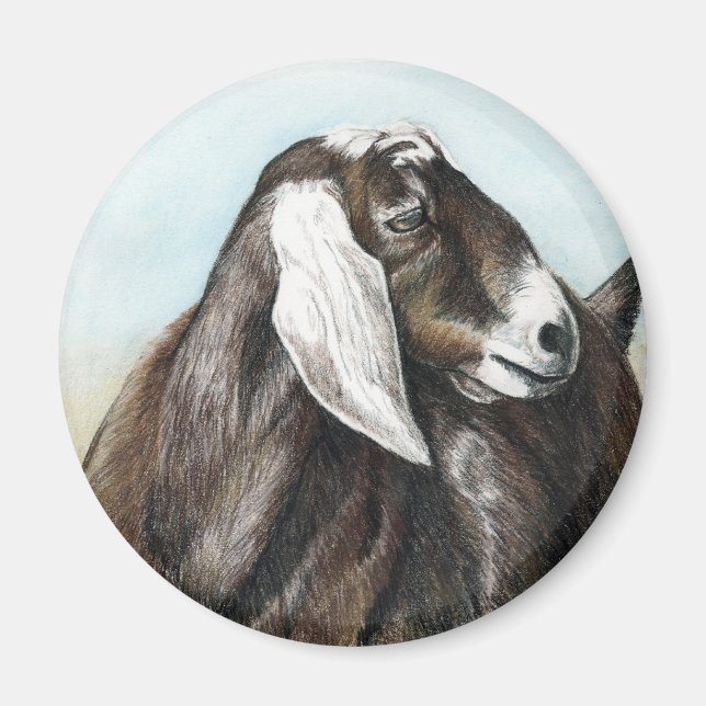 Magnet d'art de chèvre nubienne (Devant)