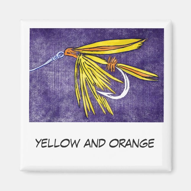 Magnet d'art de pêche à la mouche "Jaune et orange (Devant)