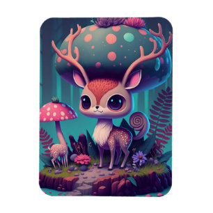 Magnet d'art Imaginaire de cerfs de champignons mi