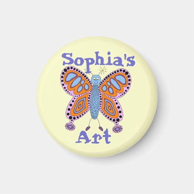 Magnet d'artisanat pour enfant papillon personnali (Devant)