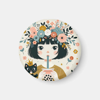 Magnet "Das Mädchen mit dem Bubble Tea"