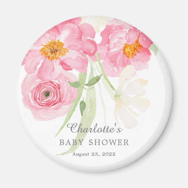 Magnet de Baby shower floral en fleurs printanière (Devant)