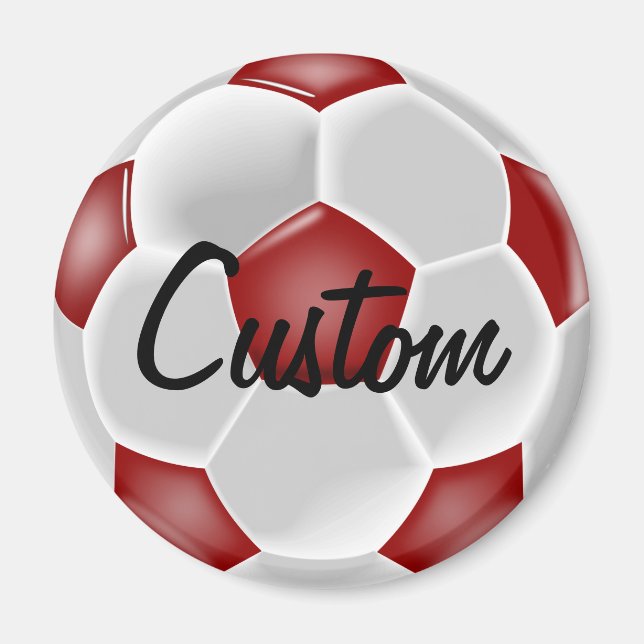 Magnet de balle de football rouge personnalisé (Devant)