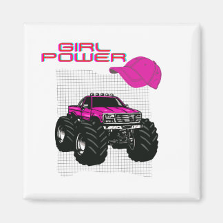 Magnet de Carré de camion de Girl Power Pink