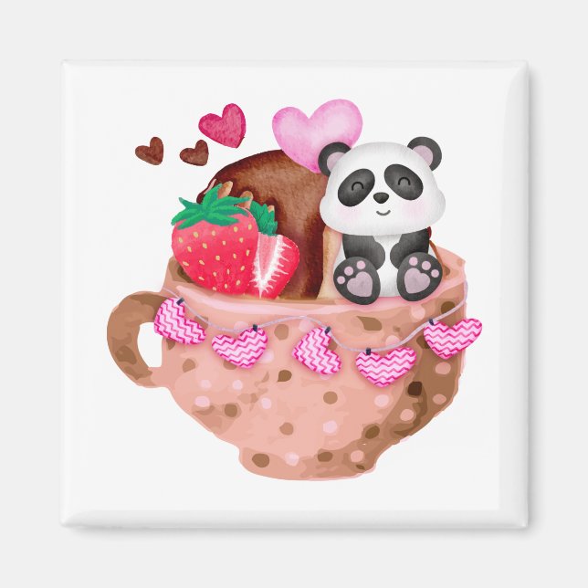 Magnet de Carré de la Saint Valentin Panda Love (Devant)
