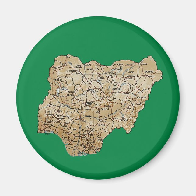 Magnet de carte du Nigeria (Devant)