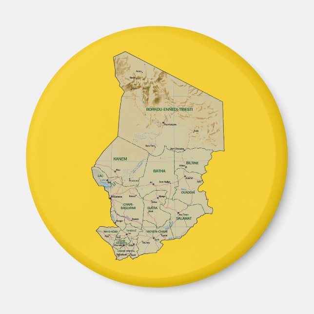 Magnet de carte Tchad (Devant)