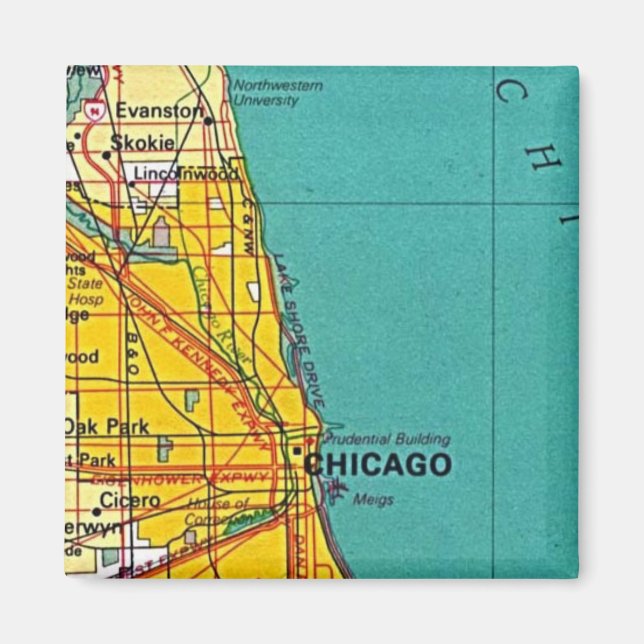 Magnet de cartes de Chicago (Devant)