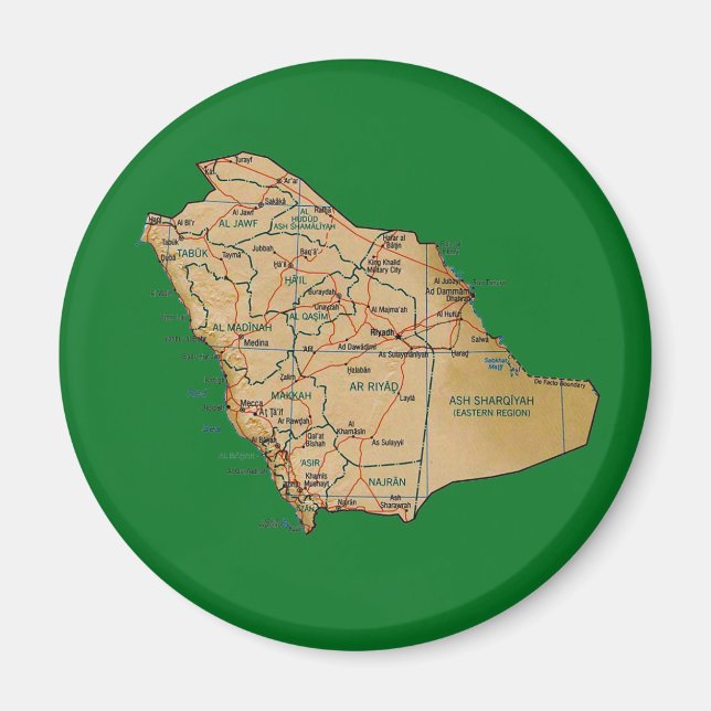 Magnet de cartes de l'Arabie Saoudite (Devant)