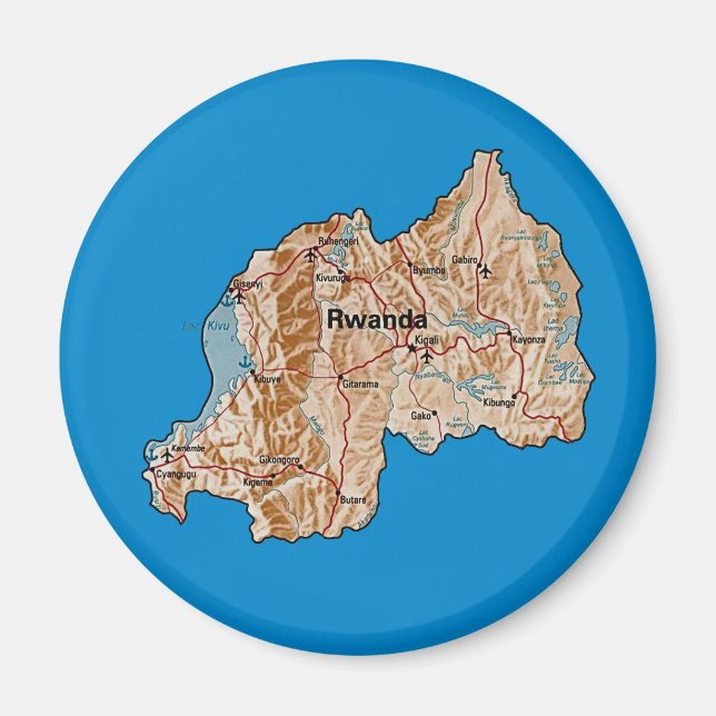Magnet de cartes du Rwanda (Devant)