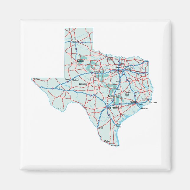 Magnet de cartes inter-États du Texas (Devant)