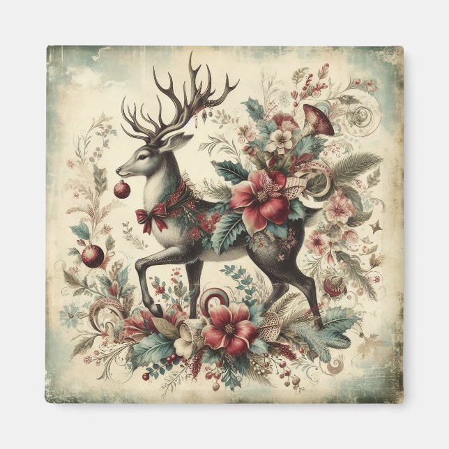 Magnet de cerfs de Noël classique (Devant)