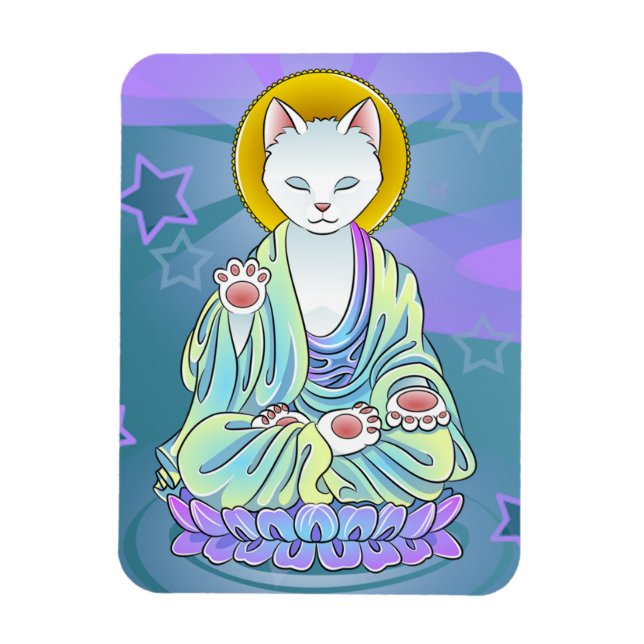 Magnet de chat bouddhiste Serenity Meow (Vertical)