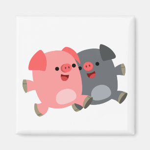 Magnet de cochons de caricature en noir et blanc