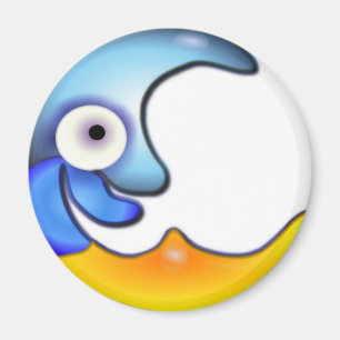 Magnet de dessin animé de la lune folle