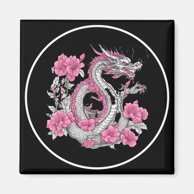 Magnet de dragon de fleurs (Devant)