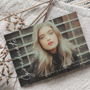 Magnet de Faire-part de graduation photo de script