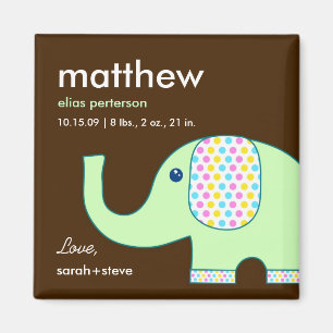 Magnet de Faire-part de naissance de bébé élép