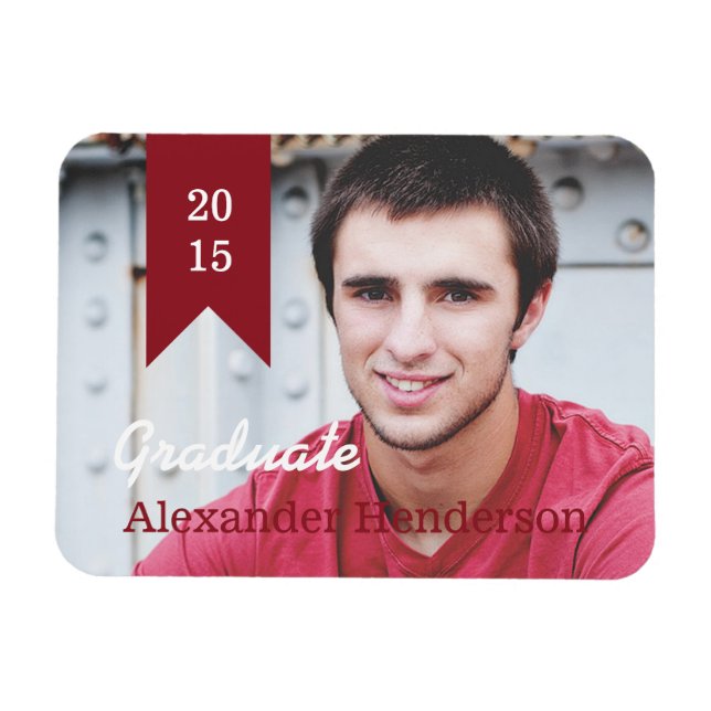 Magnet de Faire-part photo Red Graduation (Horizontal)