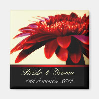 Magnet de Faveur de Mariage Fleur de Passion Rouge