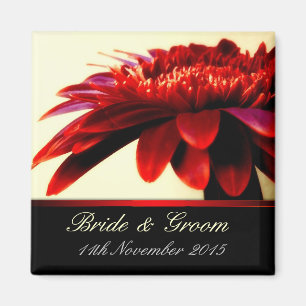 Magnet de Faveur de Mariage Fleur de Passion Rouge