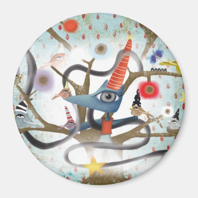 Magnet de fée de fée d'oiseaux de renard d'aqua (Devant)