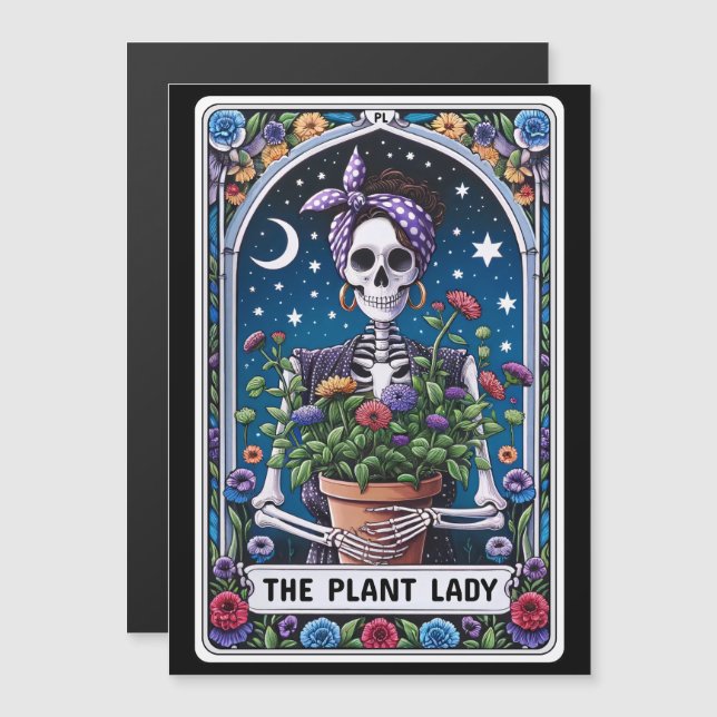 Magnet de la carte Tarot "La Dame Plante" (Devant / Derrière)