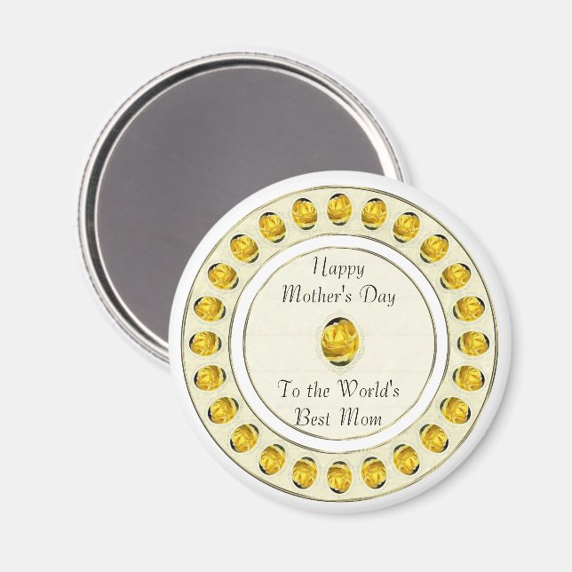 Magnet de la fête des mères de rose jaune (Recto/Verso)