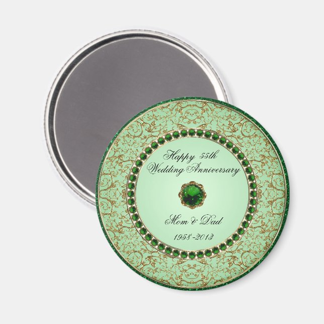 Magnet de l'anniversaire du Mariage Emerald (Recto/Verso)
