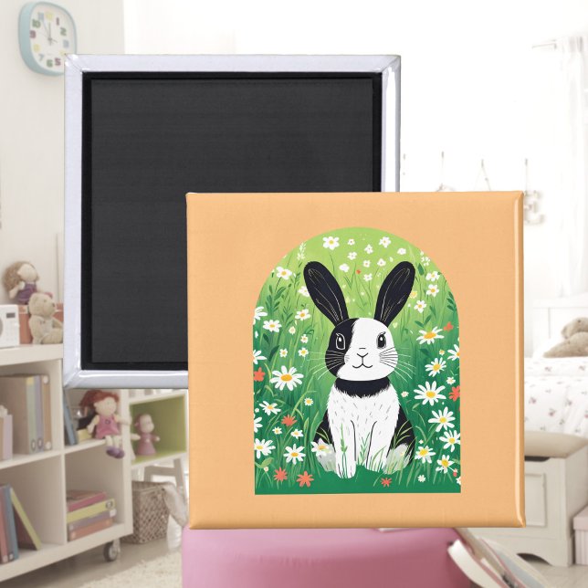 Magnet de lapin noir et blanc (Créateur téléchargé)