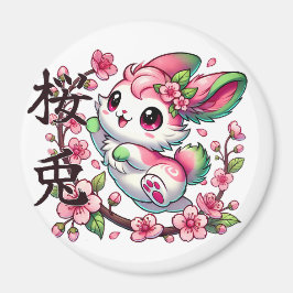 Magnet de lapin Sakura mignonne avec Écriture de p